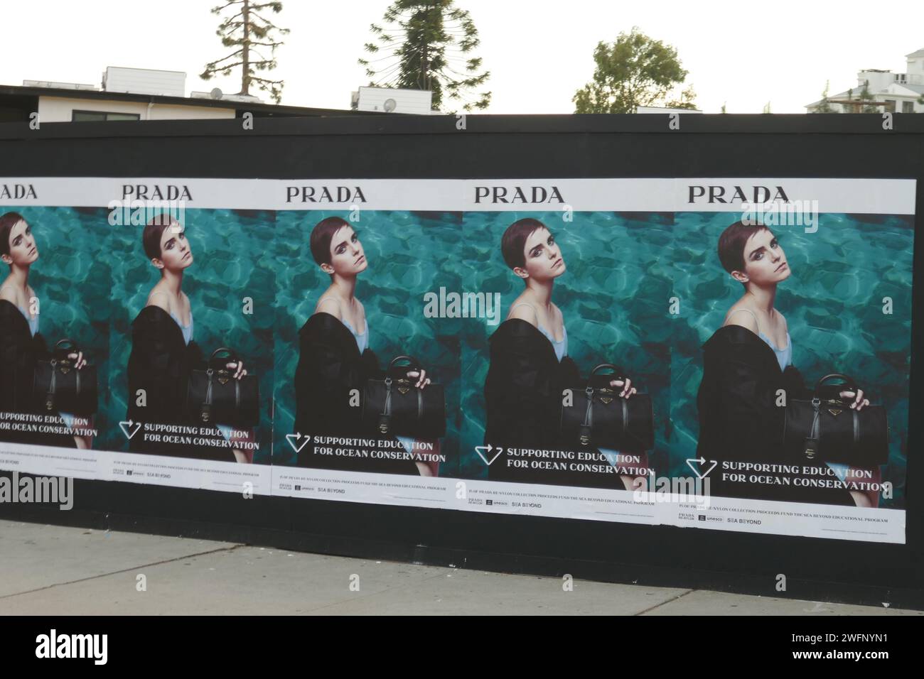 Los Angeles, Kalifornien, USA 30. Januar 2024 Emma Watson Prada Poster auf dem Sunset Blvd am 30. Januar 2024 in Los Angeles, Kalifornien, USA. Foto: Barry King/Alamy Stock Photo Stockfoto