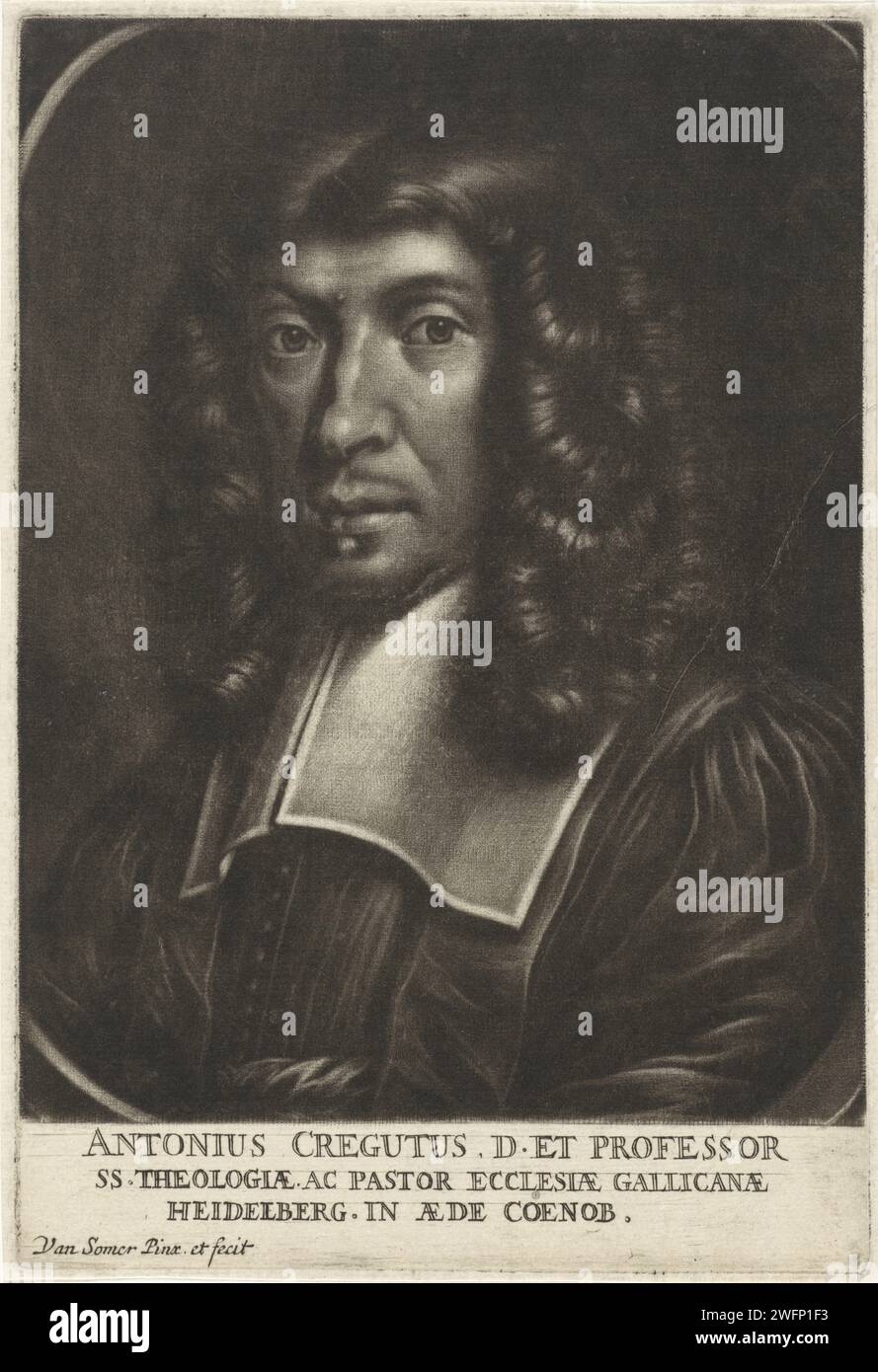 Porträt des Theologen Antonius Cregutus, Jan van Somer, 1655 - 1700 Druckpapiertheologe Stockfoto