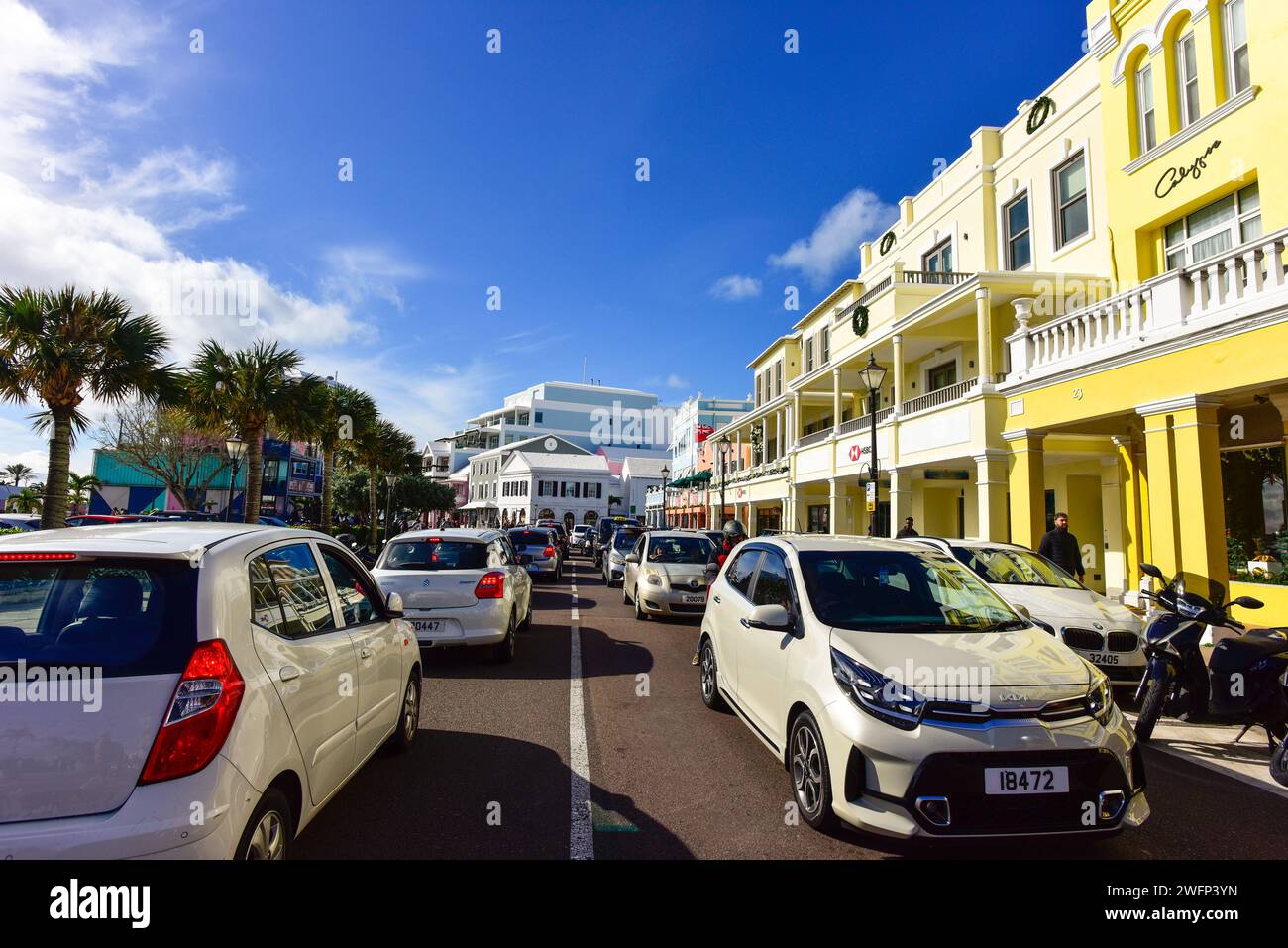 Reisefoto von Hamilton Bermuda, Front Street Stockfoto
