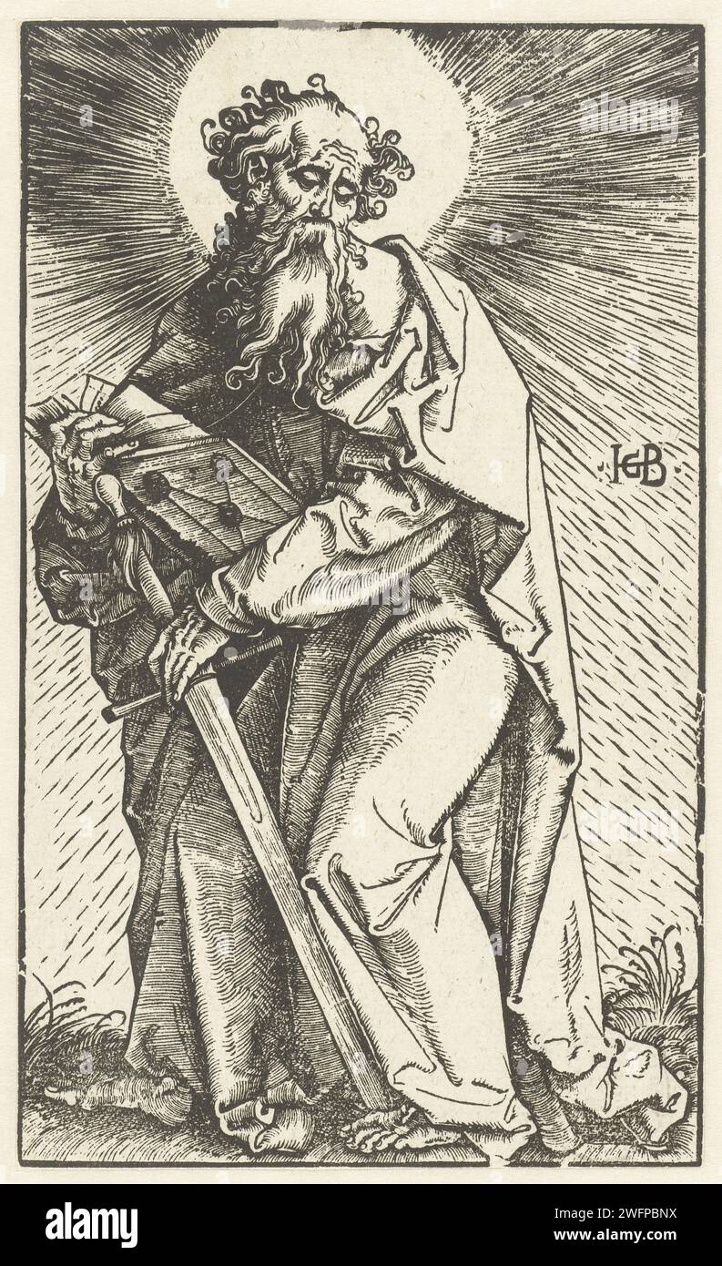 Paulus mit Zwaard, Hans Baldung Grien, 1519 Druck Straßburger (Frankreich) Papier der Apostel Paulus von Tarsus; mögliche Attribute: Buch, Schriftrolle, Schwert Stockfoto