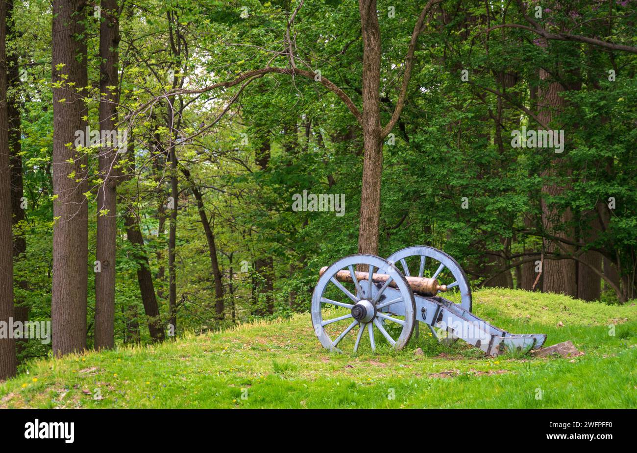 Einige Nachbildungen von Kanonen im Valley Forge National Historical Park, im Lager des Unabhängigkeitskrieges nordwestlich von Philadelphia in Pennsylvania, USA Stockfoto