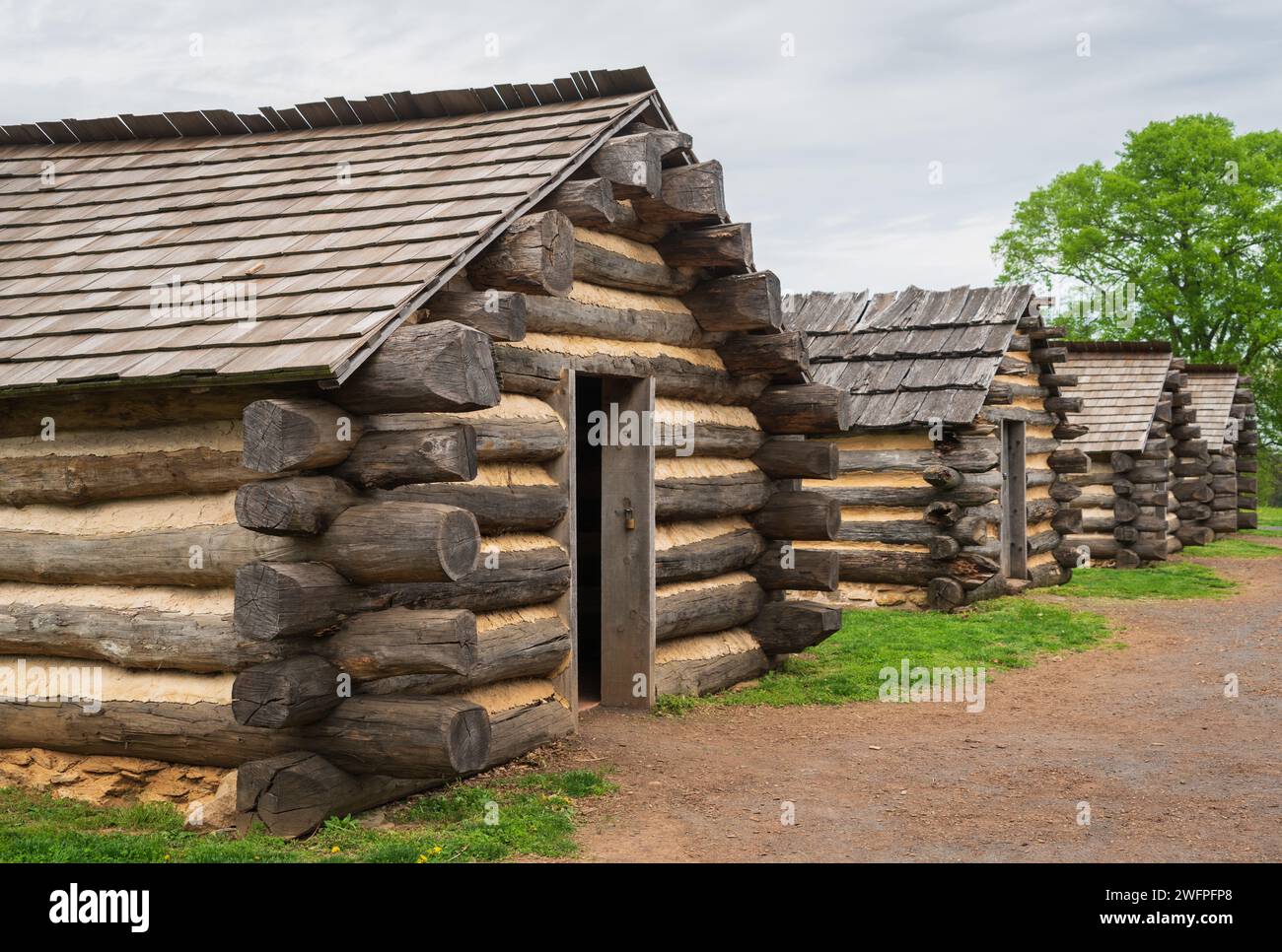 Historische Hütten im Valley Forge National Historical Park, Lager im Unabhängigkeitskrieg, nordwestlich von Philadelphia, in Pennsylvania, USA Stockfoto