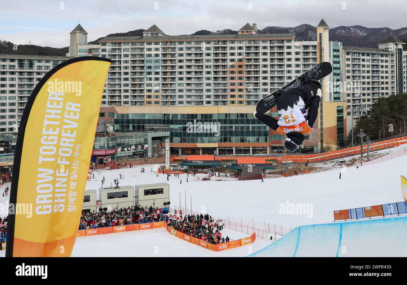 Hoengseong, Südkorea. Februar 2024. Jonas Hasler aus der Schweiz tritt