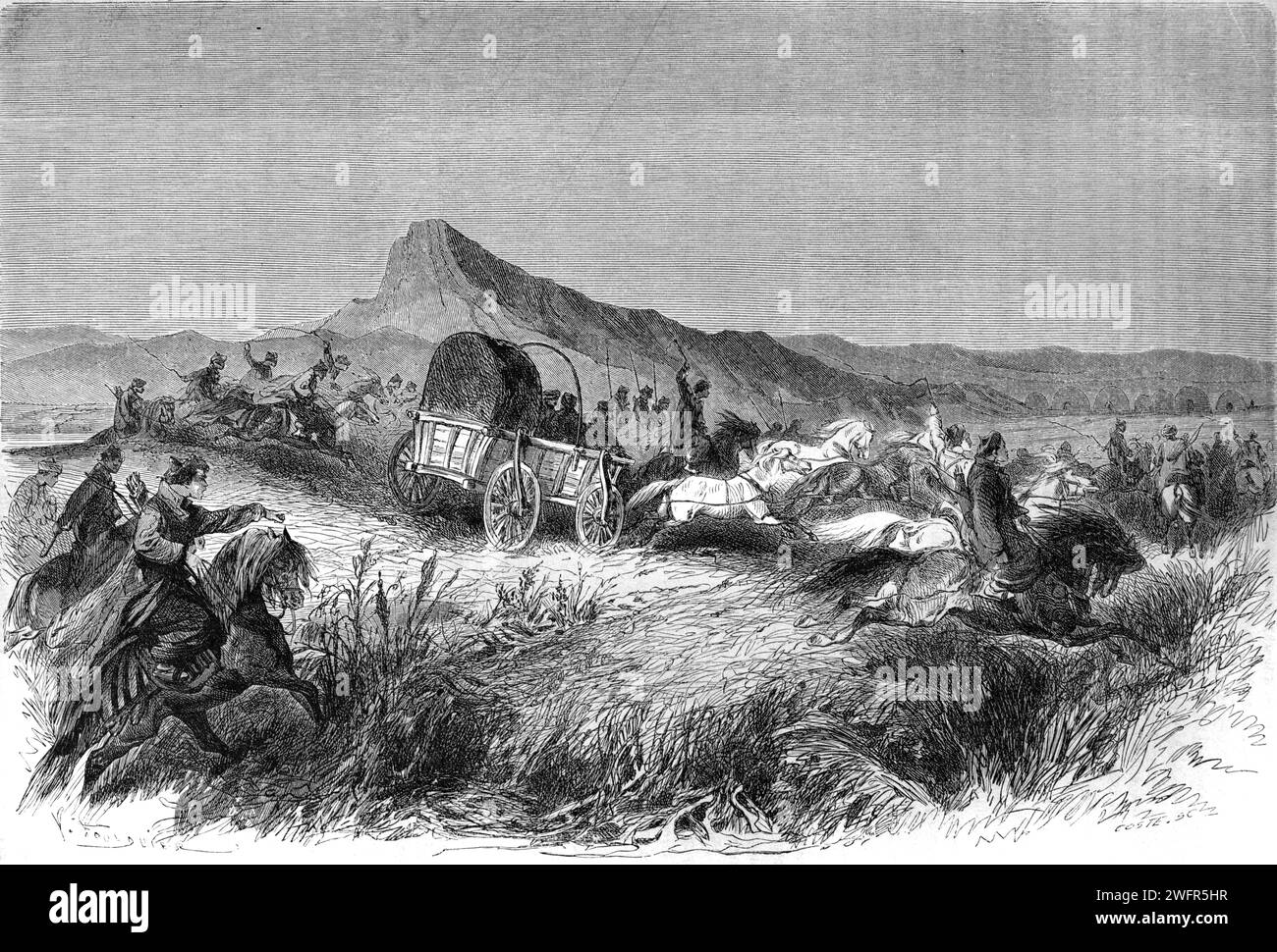 Burjaten-Lager des indigenen burjatischen Volkes, einer mongolischen ethnischen Gruppe, die in Südostsibirien, der Republik Burjatien, Russland, beheimatet ist. Vintage oder historische Gravur oder Illustration 1863 Stockfoto