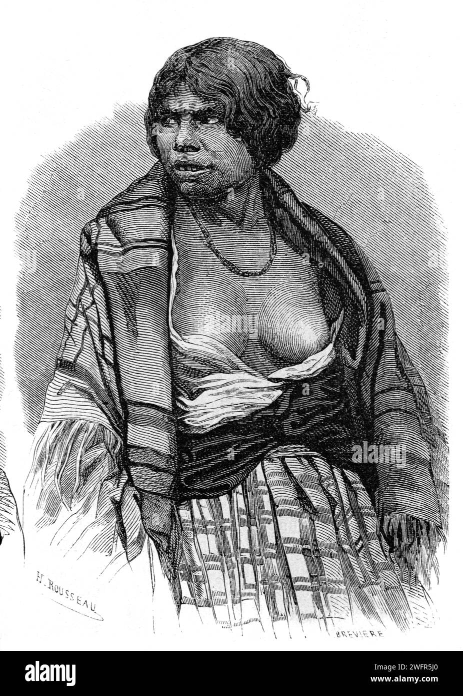 Porträt der amerikanischen Ureinwohner oder Indigenen der Mi'kmaq oder Micmac Ethnic Group Cape Breton Island Nova Scotia Canada. Vintage oder historische Gravur oder Illustration 1863 Stockfoto