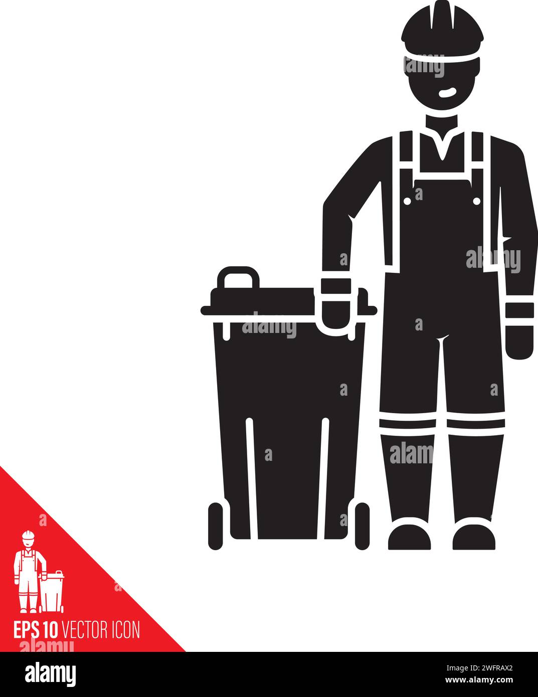 Garbage man with Mülleimer Vector Icon für Global Garbage Men Day am 17. Juni Stock Vektor