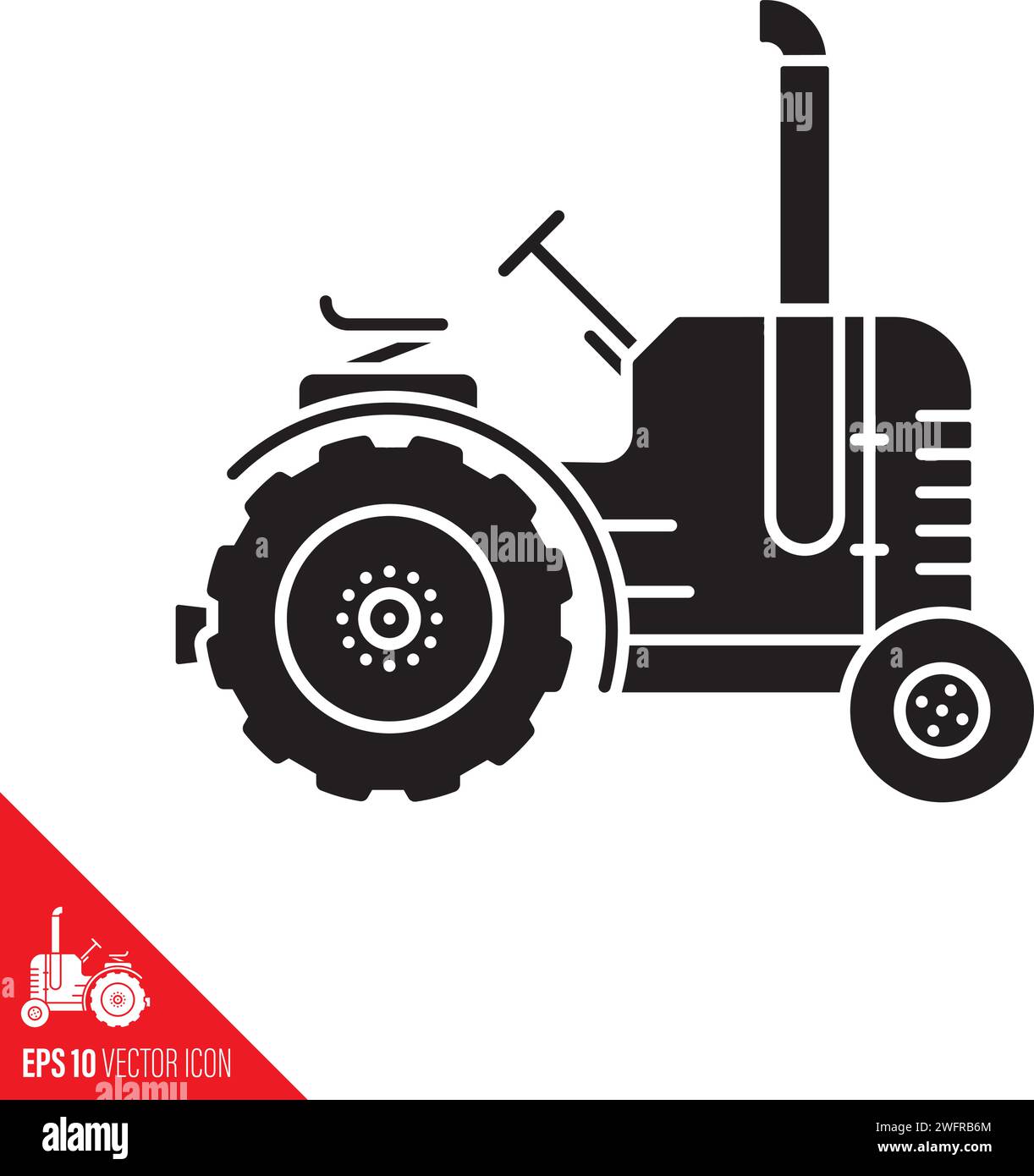 Symbol für Traktorvektorglyphe für den National Farm Workers Day am 8. Juni Stock Vektor