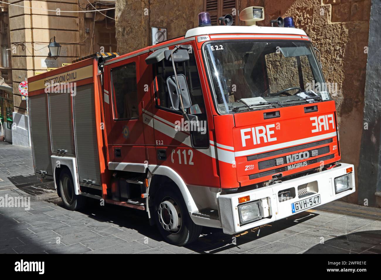 Feuerwehrauto Iveco Magirus Aus Malta Stockfoto