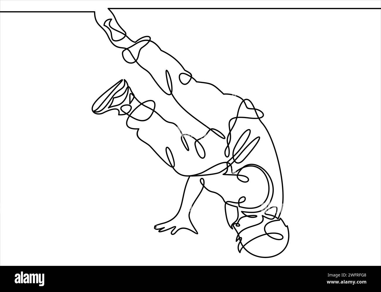Break Dancer - durchgehende einzeilige Zeichnung. Stock Vektor
