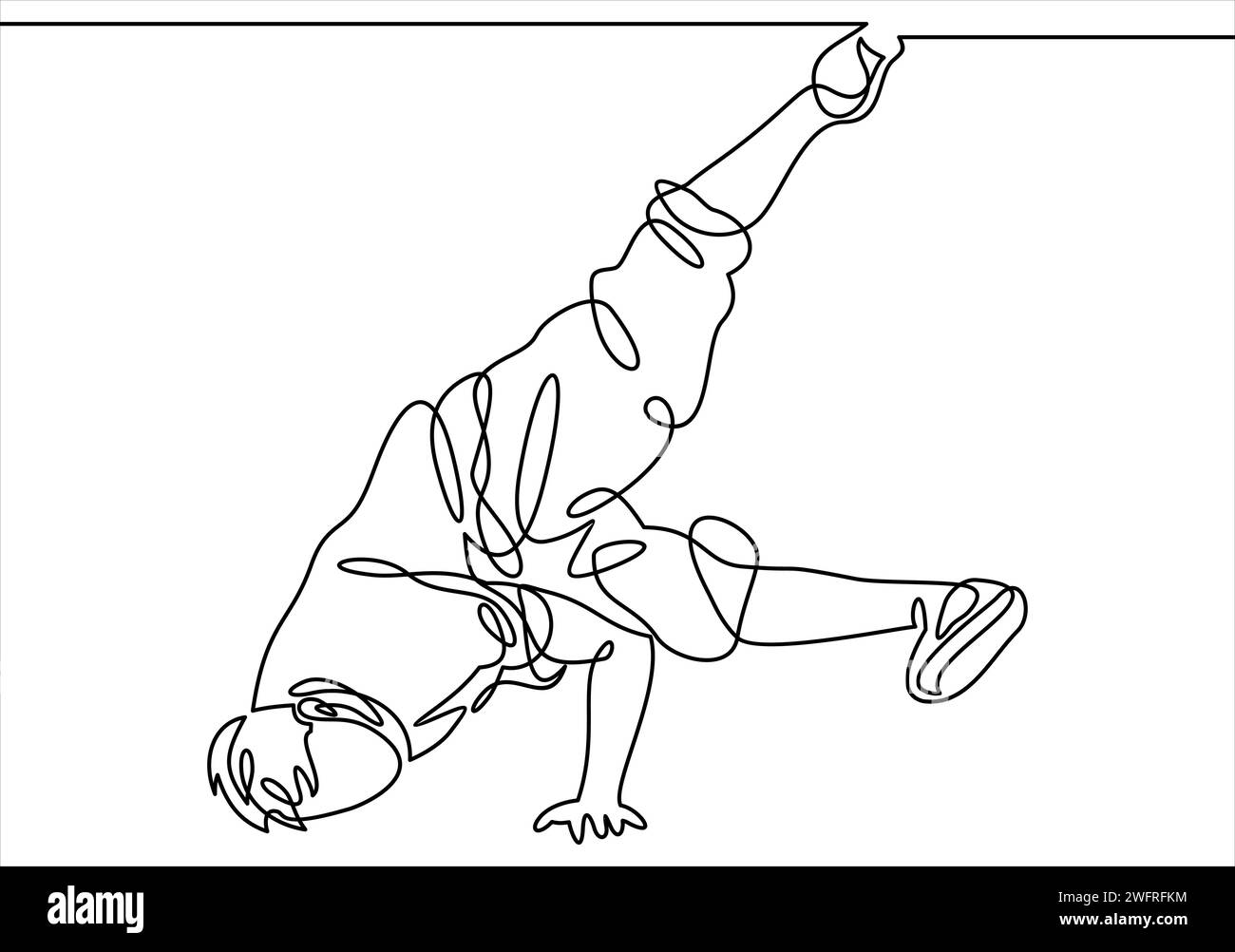 Break Dancer - durchgehende einzeilige Zeichnung. Stock Vektor