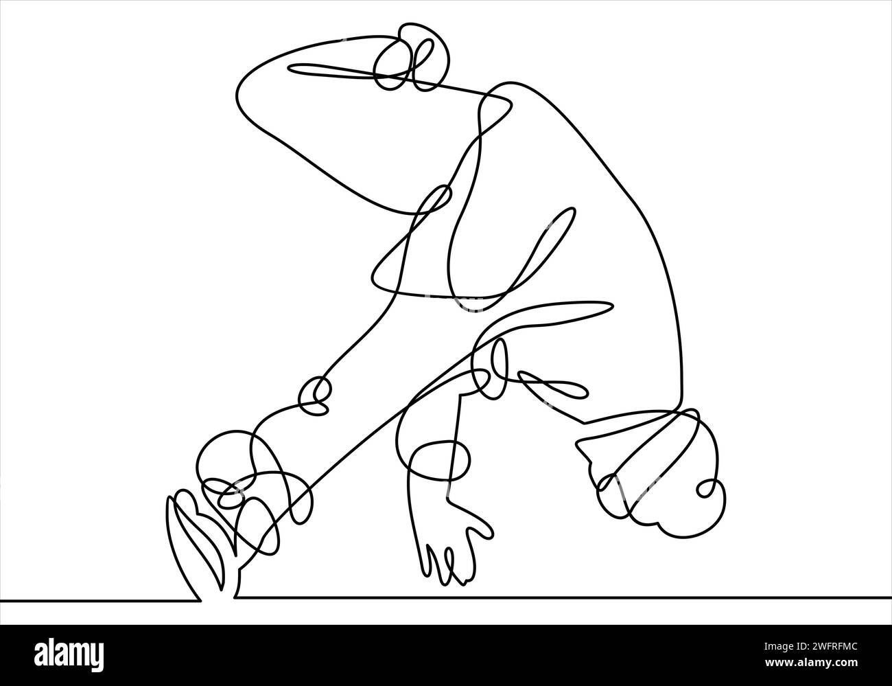 Break Dancer - durchgehende einzeilige Zeichnung. Stock Vektor