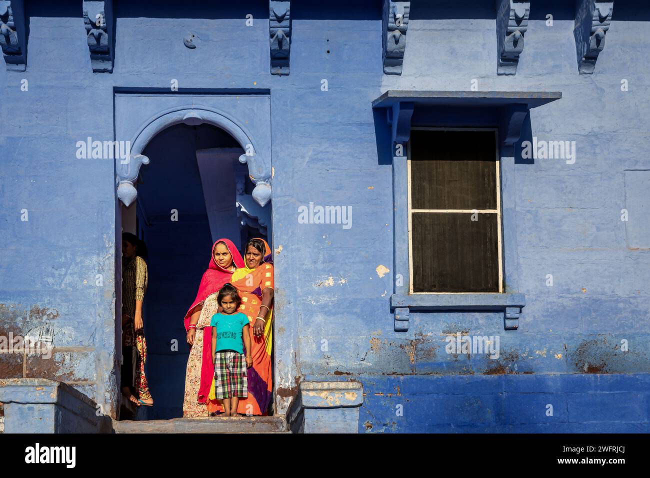Porträt von Frauen und einem Kind, Jodhpur, Rajasthan, Indien Stockfoto