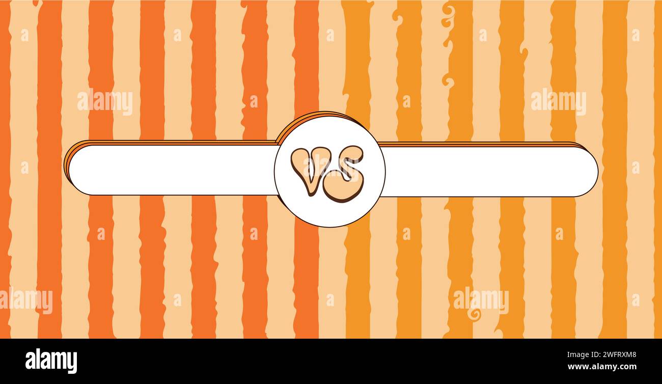 Im Vergleich zur Retro-Vorlage. Vs. Grooviges Poster. Kampfcover mit Emblem und leerem Banner für die Namen der Teilnehmer. Vektorabbildung mit Kopierraum. Stock Vektor