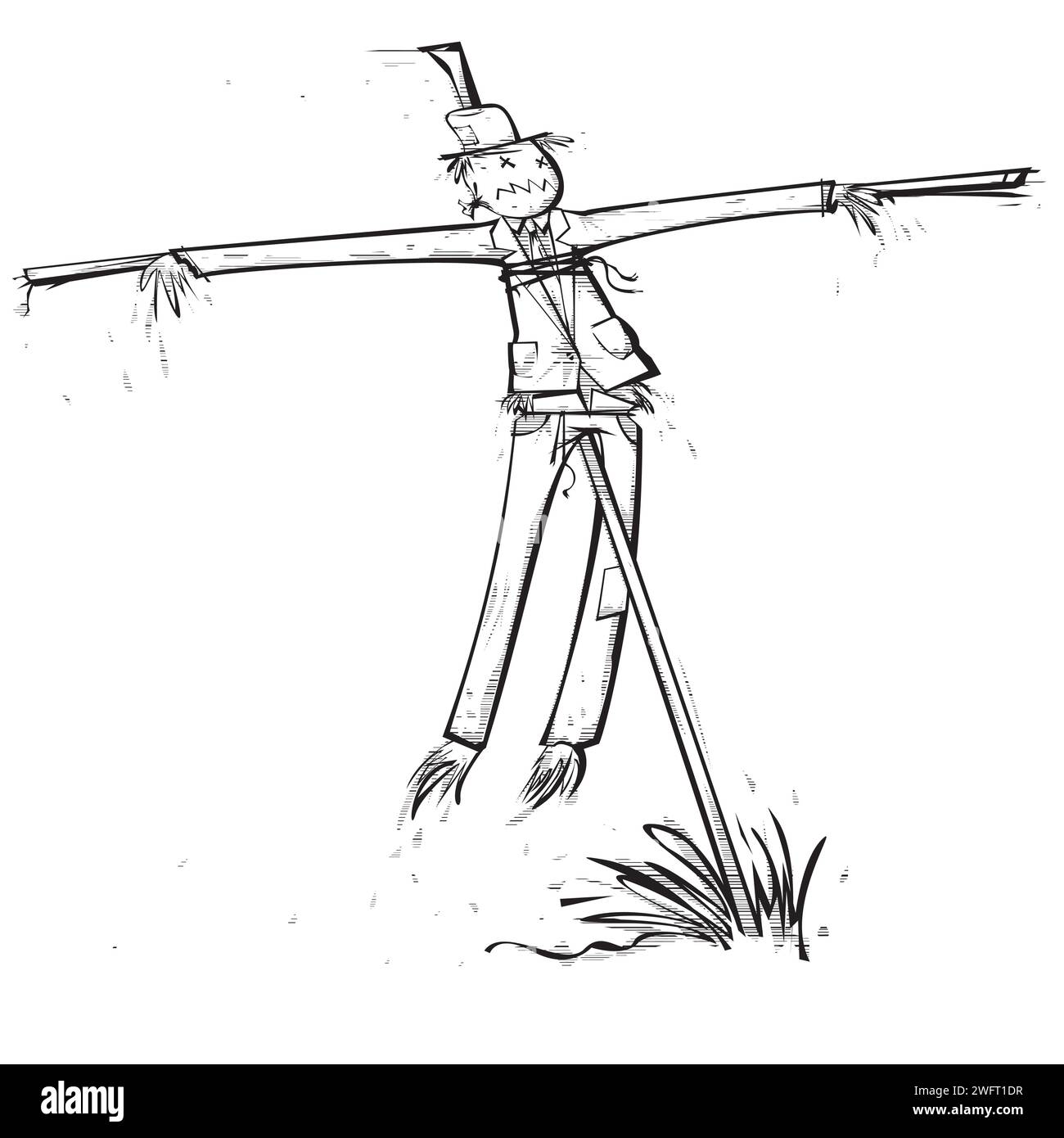 Eine rauchige Vogelscheuche, die im Wind weht Stock Vektor
