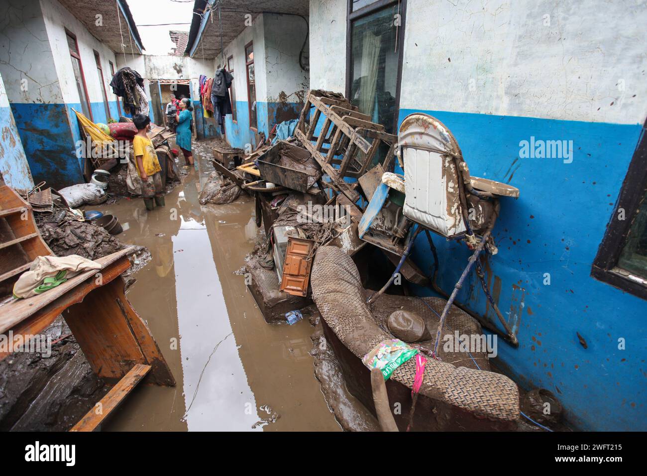 Nach der Sturzflut in Garut, West Java, Indonesien, am 22. September 2016, als der Fluss Cimanuk seine Ufer platzte. Stockfoto
