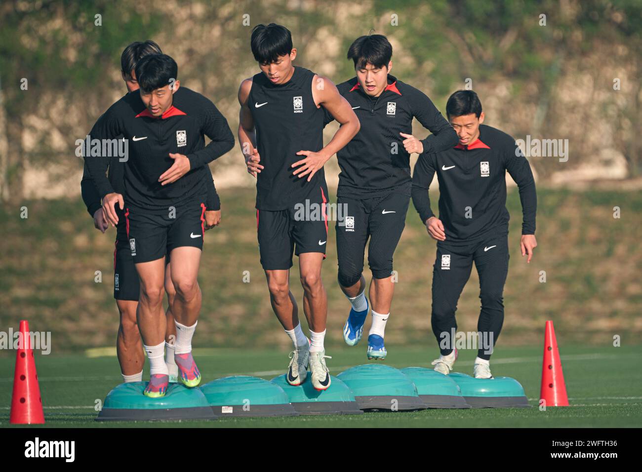 Doha, Katar. 1. Februar 2024. AFC Asian Cup Qatar 2023, Offizielle Trainingssitzung - Korea Rebpublic, Doha, Katar bei Al Egla 7. Quelle: Meng Gao/Alamy Live News Stockfoto