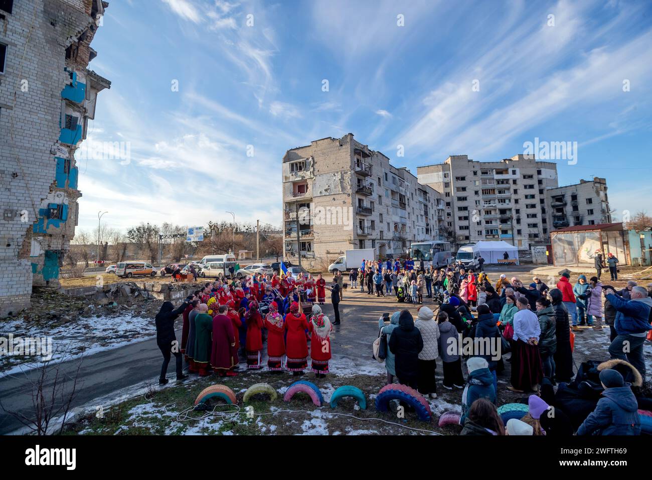 BORODIANKA, UKRAINE 31. JANUAR 2024 der ukrainische nationale