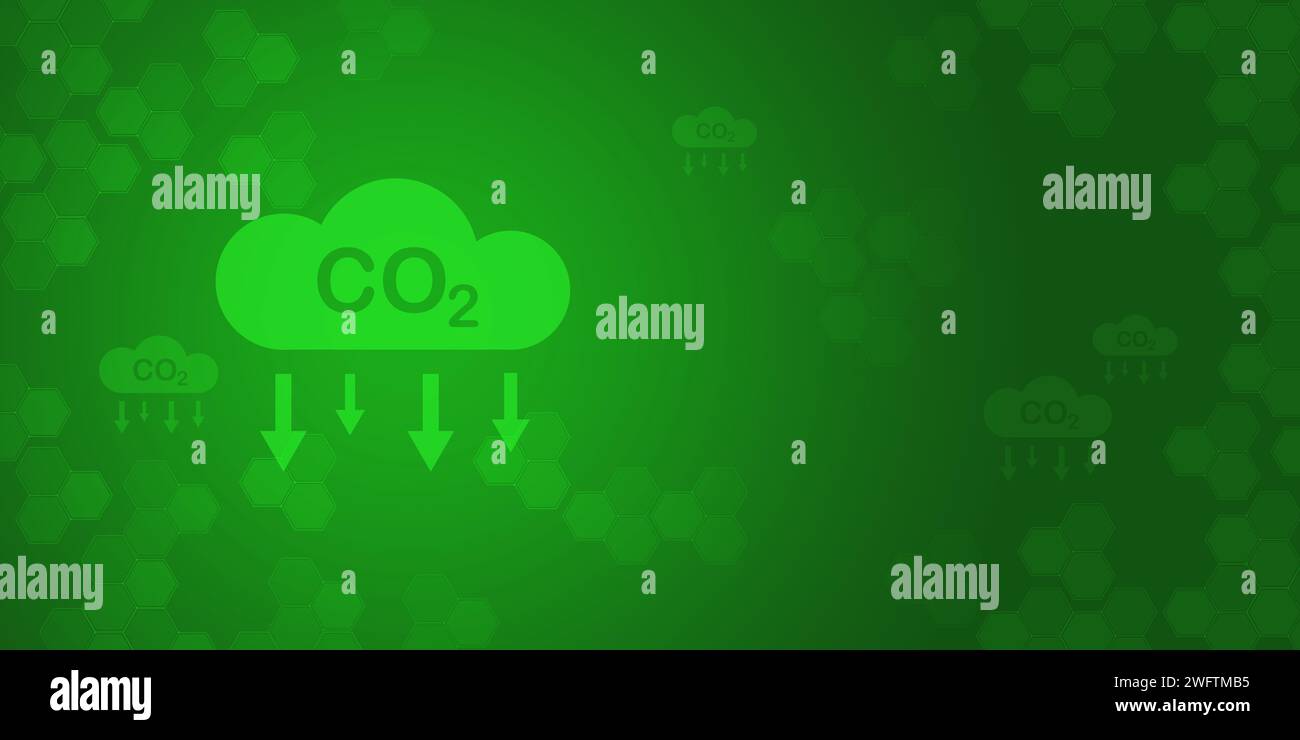 Verringerung der CO2-Emissionen zur Begrenzung des Klimawandels und der globalen Erwärmung, niedrige Treibhausgasemissionen, Dekarbonisierung, CO2-Bilanz ohne CO2-Ausstoß, abstrakt g Stockfoto