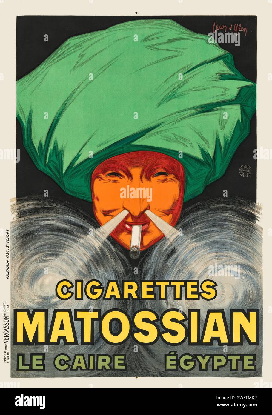 Zigaretten Matossian. Le Caire, Ägypte von Jean d'Ylen (1886-1938). Poster veröffentlicht 1926 in Frankreich. Stockfoto