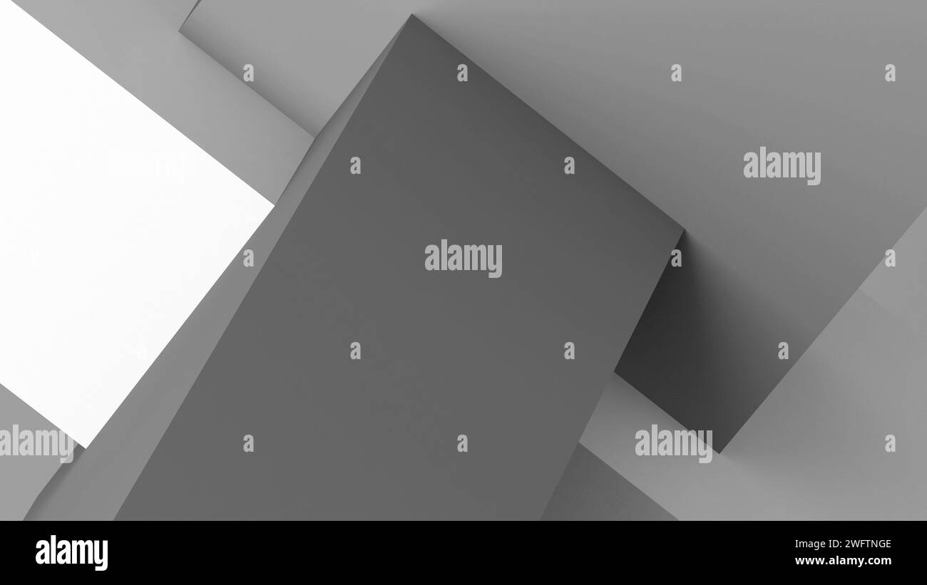Abstrakte monochrome geometrische Struktur, Elemente der Inneneinrichtung, digitaler grafischer Hintergrund. 3D-Darstellung Stockfoto