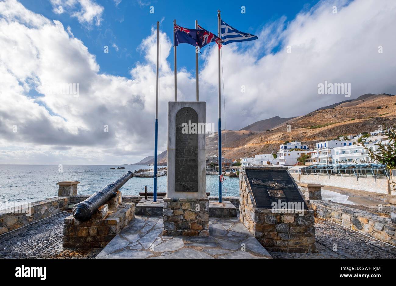 Evakuierungsdenkmal der Alliierten, Hora Sfakion, Kreta Stockfoto