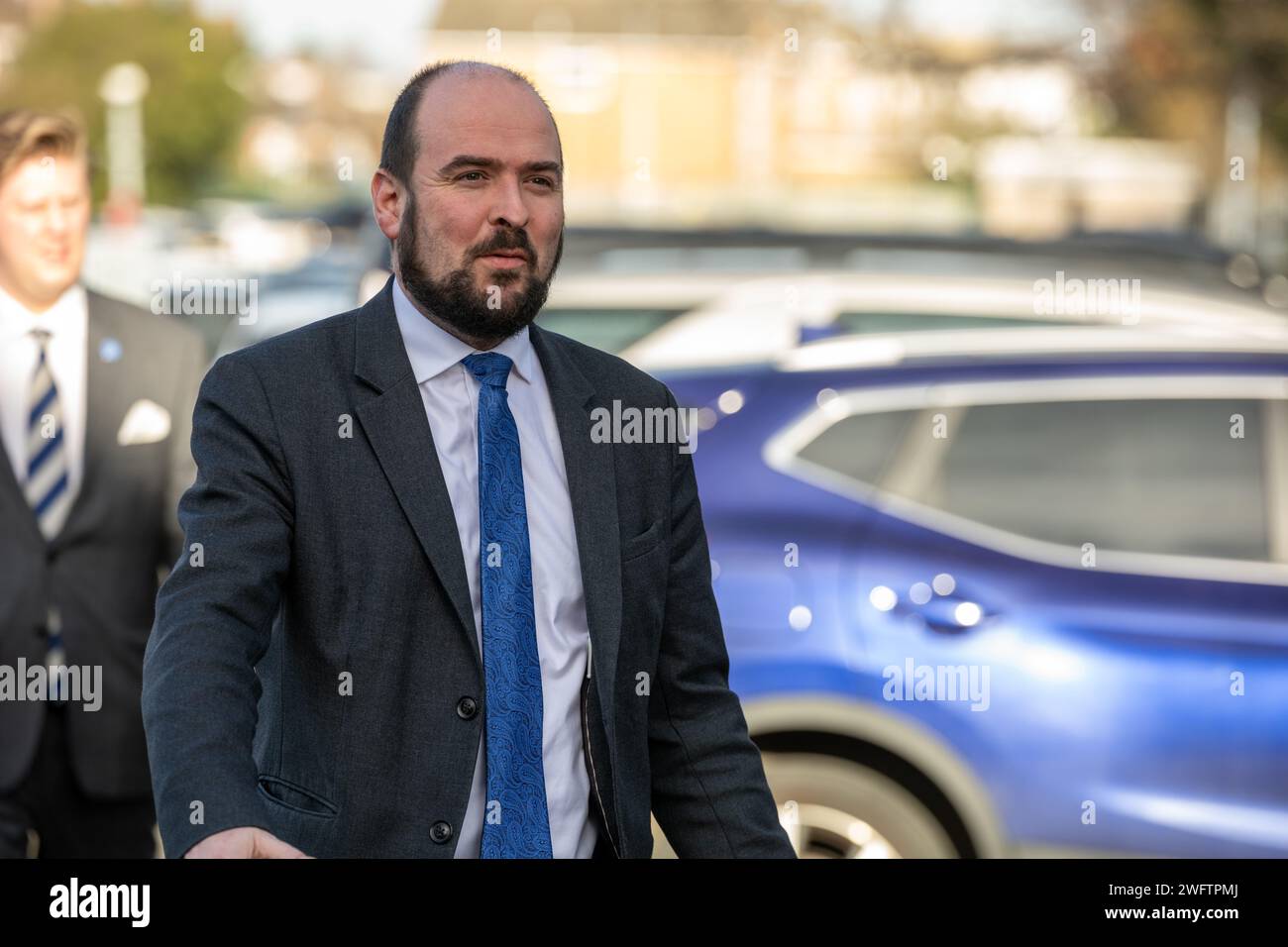 Shenfield Essex, Großbritannien. Februar 2024. Richard Holden Conservative Party Chairman besucht Shenfield Essex UK Credit: Ian Davidson/Alamy Live News Stockfoto