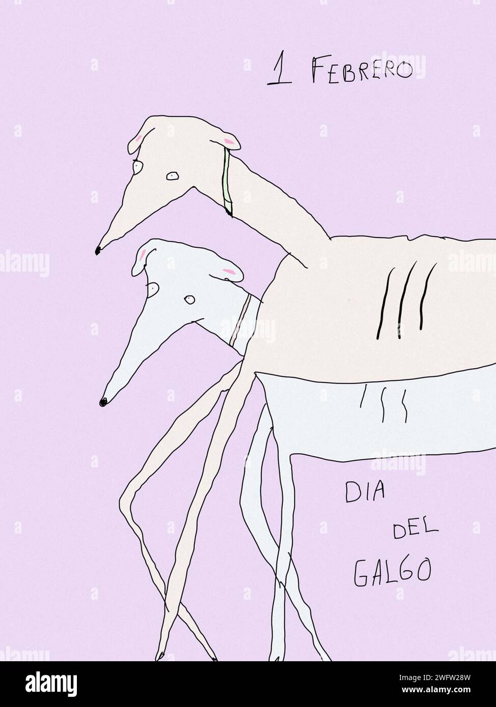 Digitale Illustration für den Welt-Galgo-Tag Stockfoto
