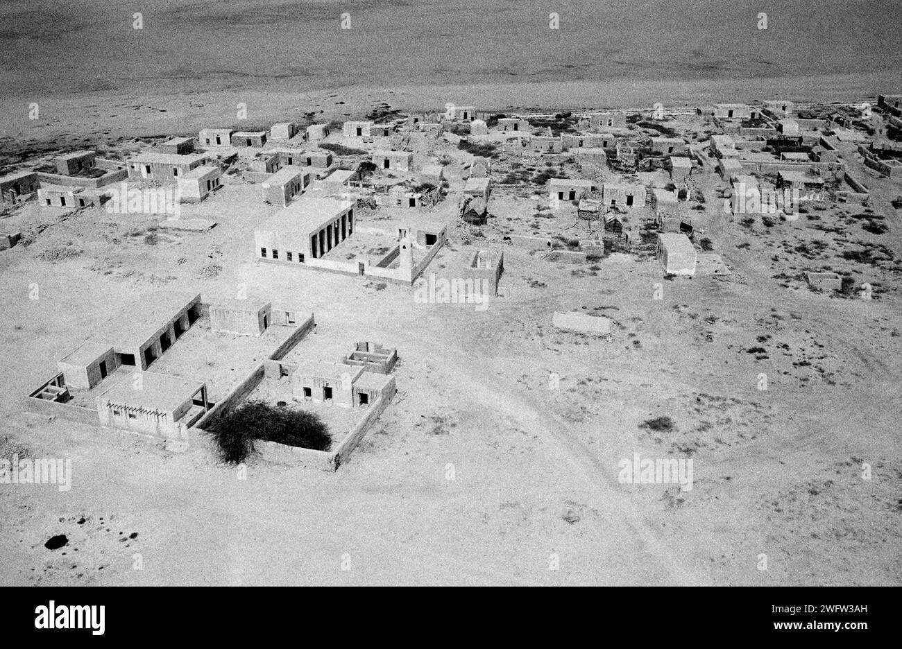Dubai-Vereinigte Arabische Emirate-Antenne von einem Dorf In der Wüste In den 1970er Jahren Stockfoto