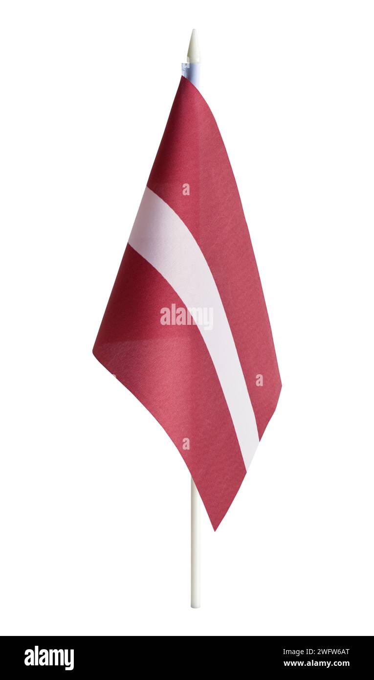 Österreich Schreibtischflagge auf weiß ausgeschnitten. Stockfoto