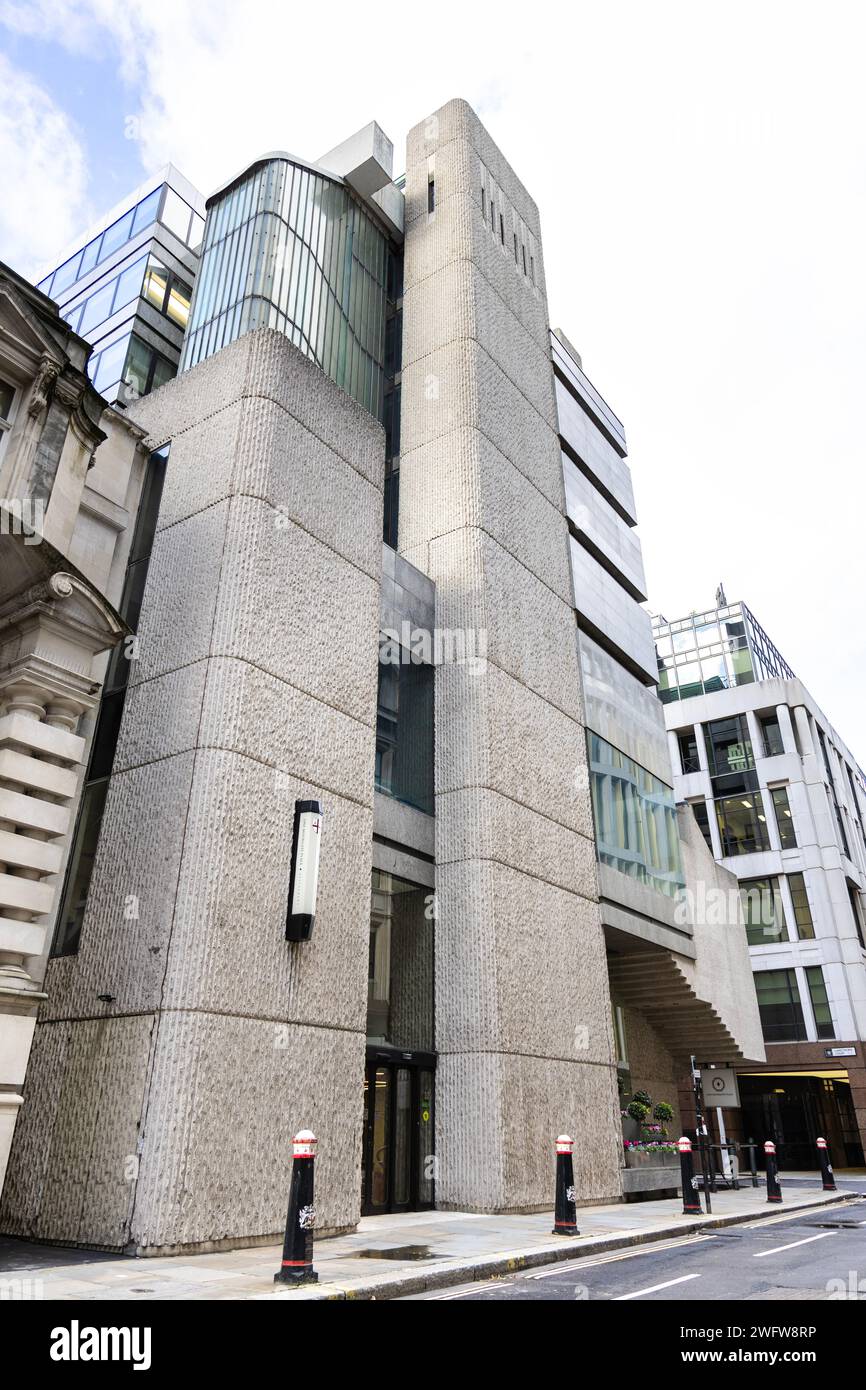 1970 brutalistische Erweiterung der Chartered Accountants' Hall, One Moorgate Place, London, England Stockfoto