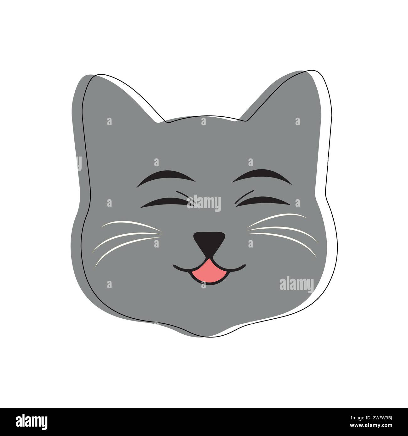 Katze Haustier Kopf Gesicht Icon, Vektor Illustration von lustigen Karikaturkatzen, Katze Gesicht mit verschiedenen Ausdrücken und Mustern Vektor Illustration flache Design. Stock Vektor
