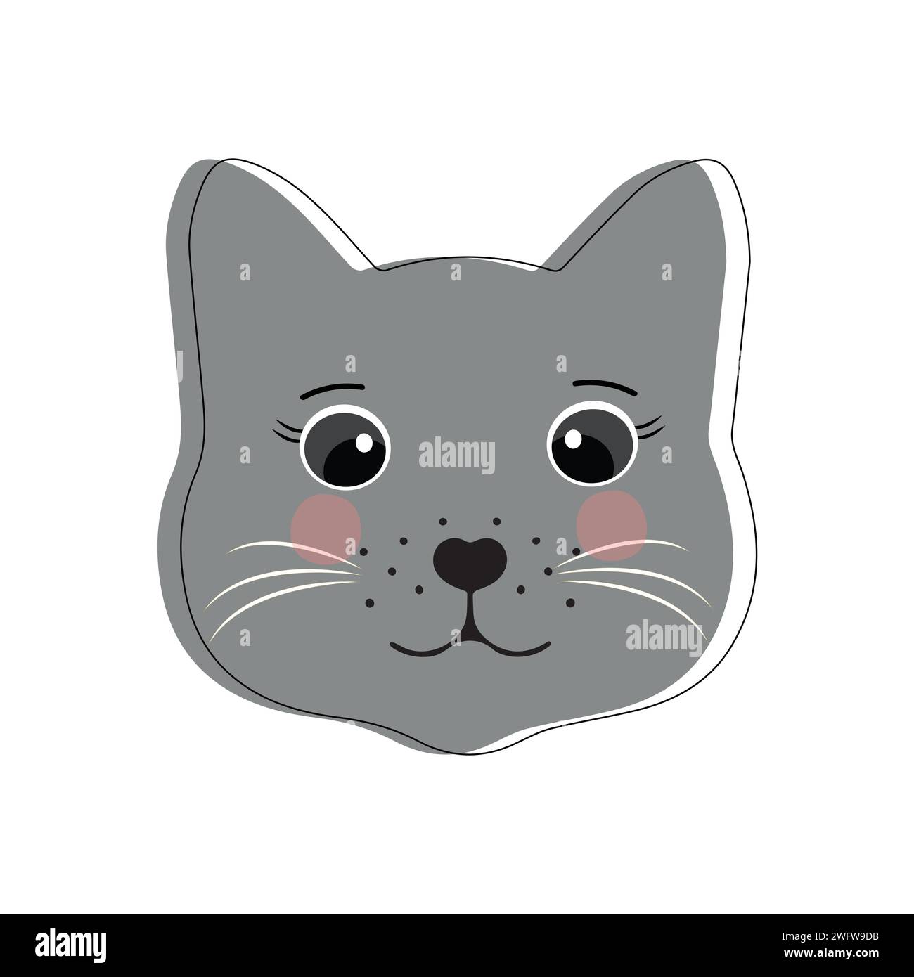 Katze Haustier Kopf Gesicht Icon, Vektor Illustration von lustigen Karikaturkatzen, Katze Gesicht mit verschiedenen Ausdrücken und Mustern Vektor Illustration flache Design. Stock Vektor