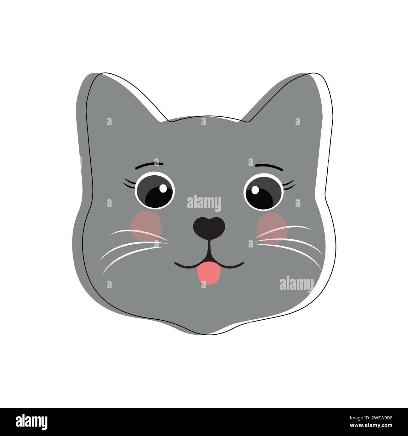 Katze Haustier Kopf Gesicht Icon, Vektor Illustration von lustigen Karikaturkatzen, Katze Gesicht mit verschiedenen Ausdrücken und Mustern Vektor Illustration flache Design. Stock Vektor