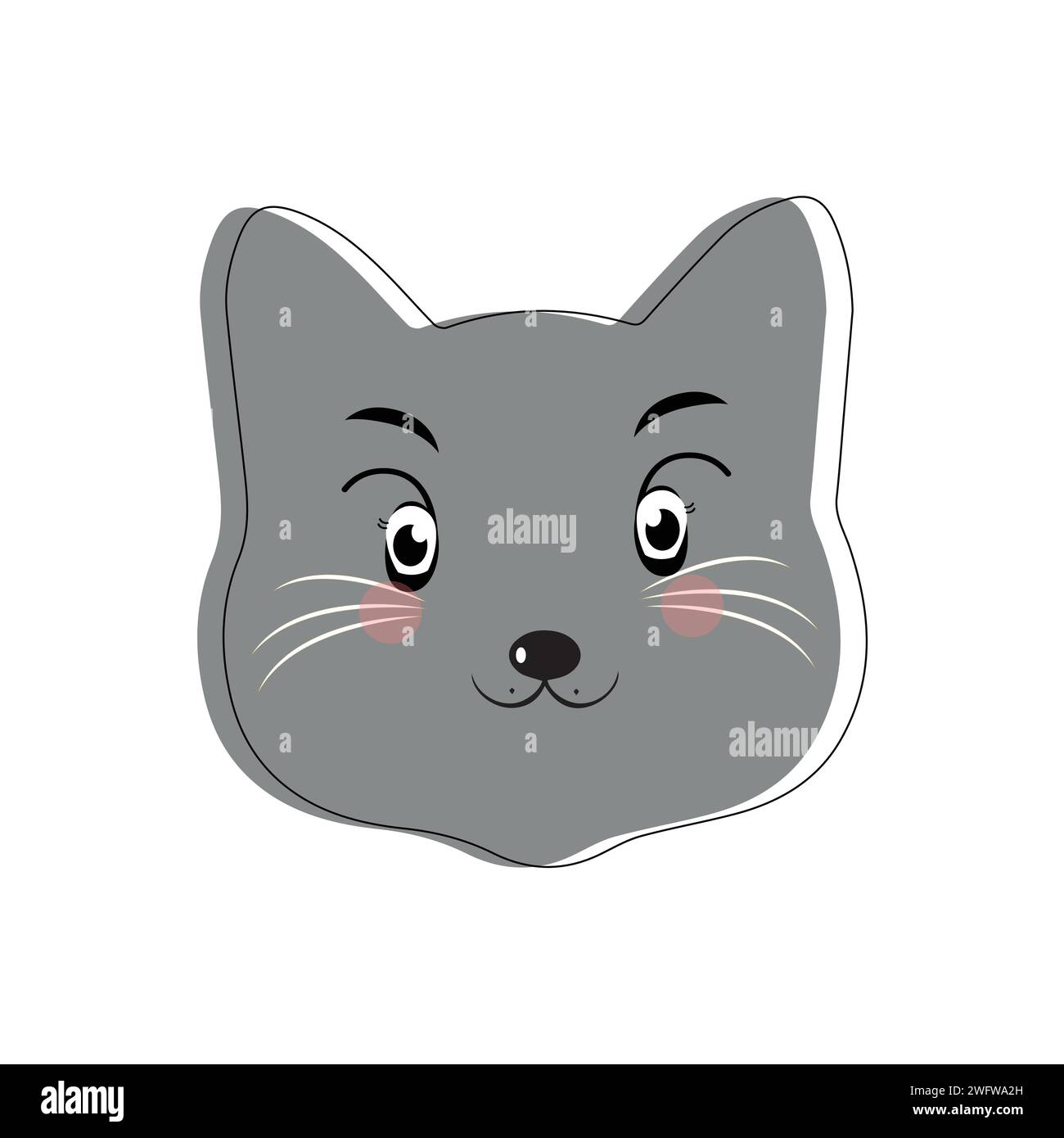 Katze Haustier Kopf Gesicht Icon, Vektor Illustration von lustigen Karikaturkatzen, Katze Gesicht mit verschiedenen Ausdrücken und Mustern Vektor Illustration flache Design. Stock Vektor