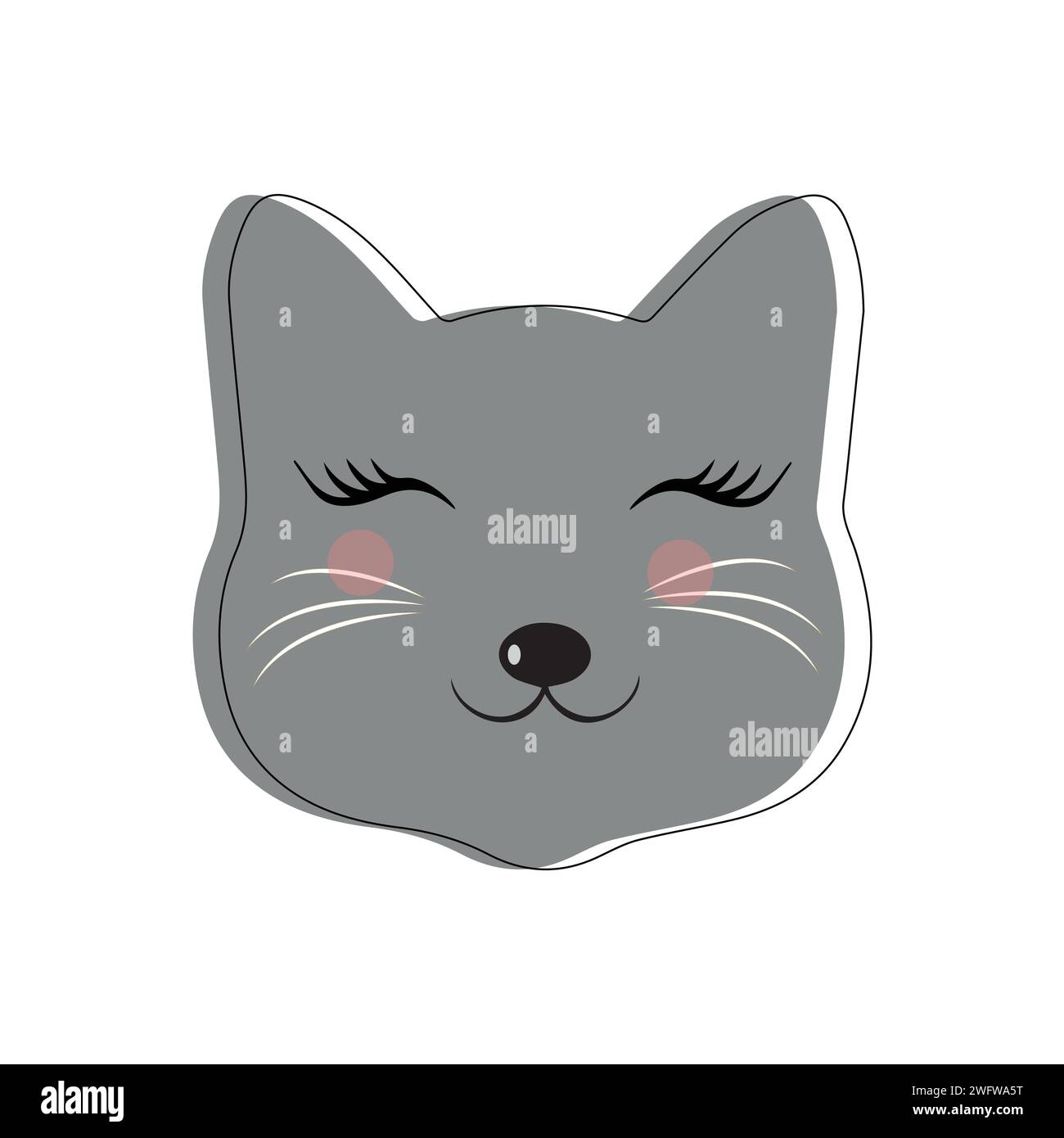 Katze Haustier Kopf Gesicht Icon, Vektor Illustration von lustigen Karikaturkatzen, Katze Gesicht mit verschiedenen Ausdrücken und Mustern Vektor Illustration flache Design. Stock Vektor