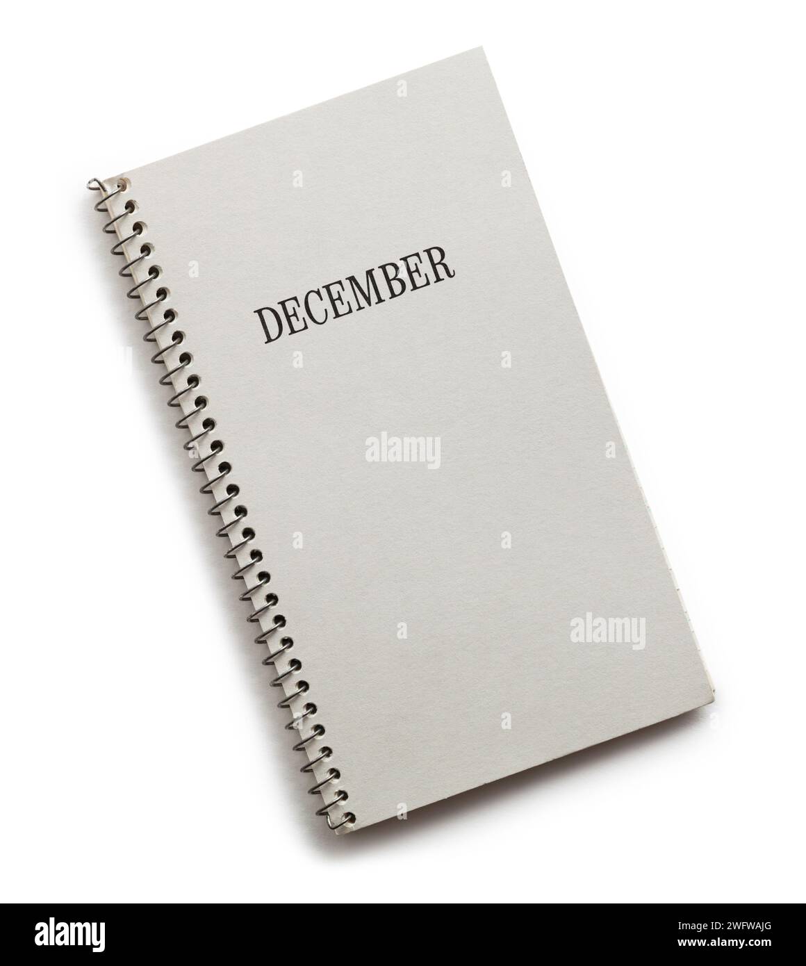 Dezember Daily Planner Cut Out on White. Stockfoto