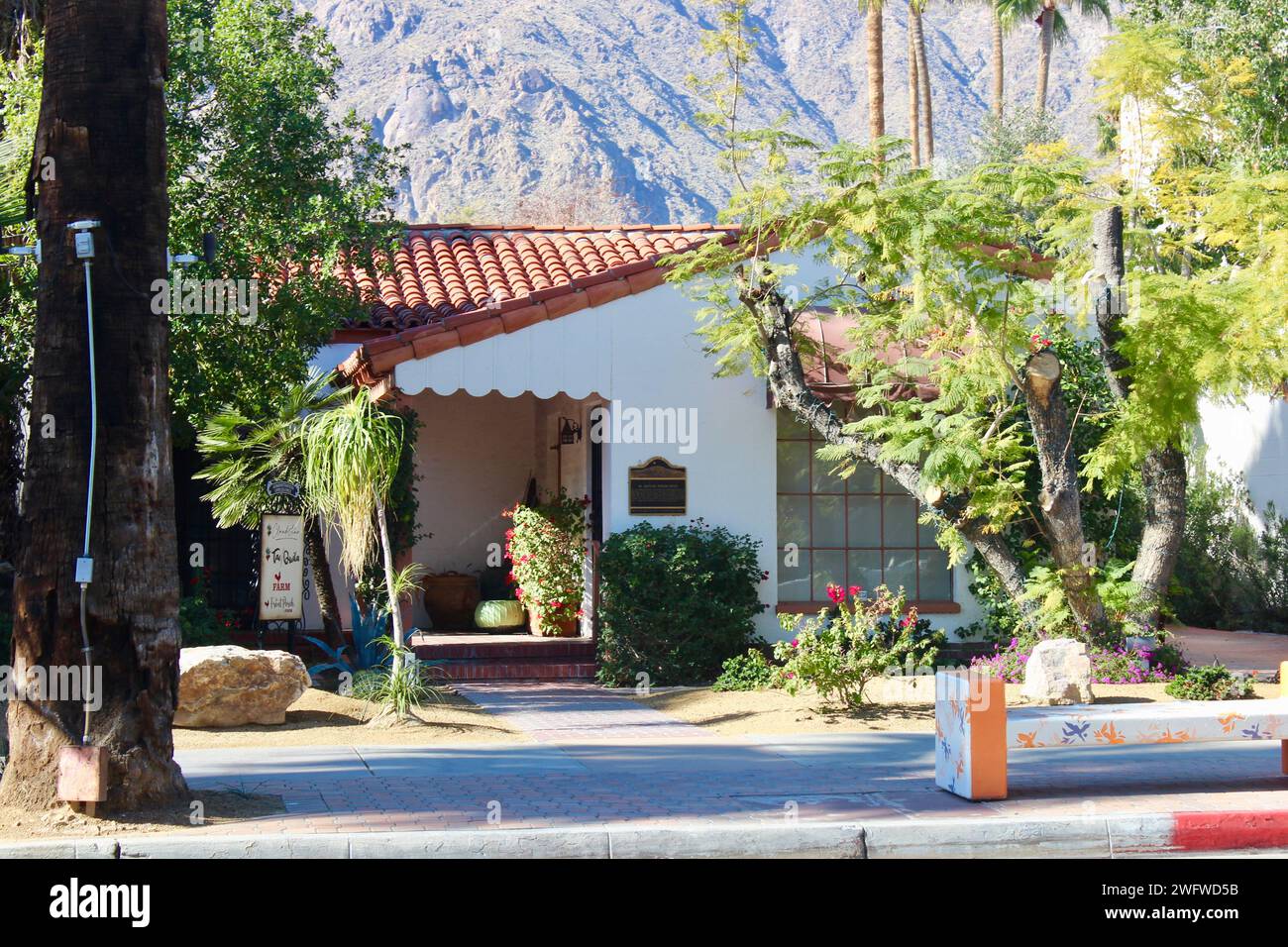 Spanisches Eklektisches Haus, Palm Springs, Kalifornien Stockfoto
