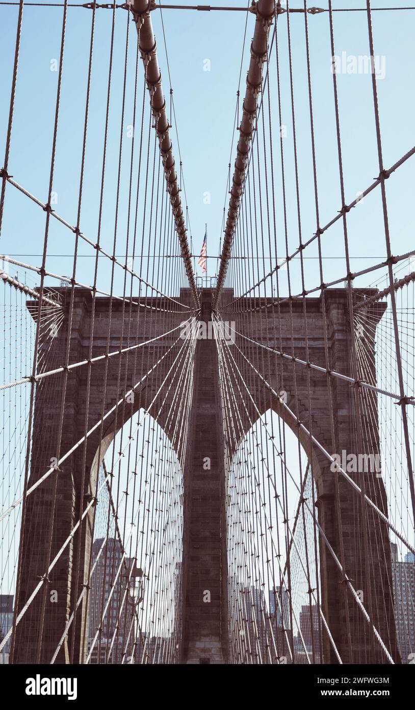 Foto auf der brooklyn Bridge in New york am 16. februar 2020 Stockfoto