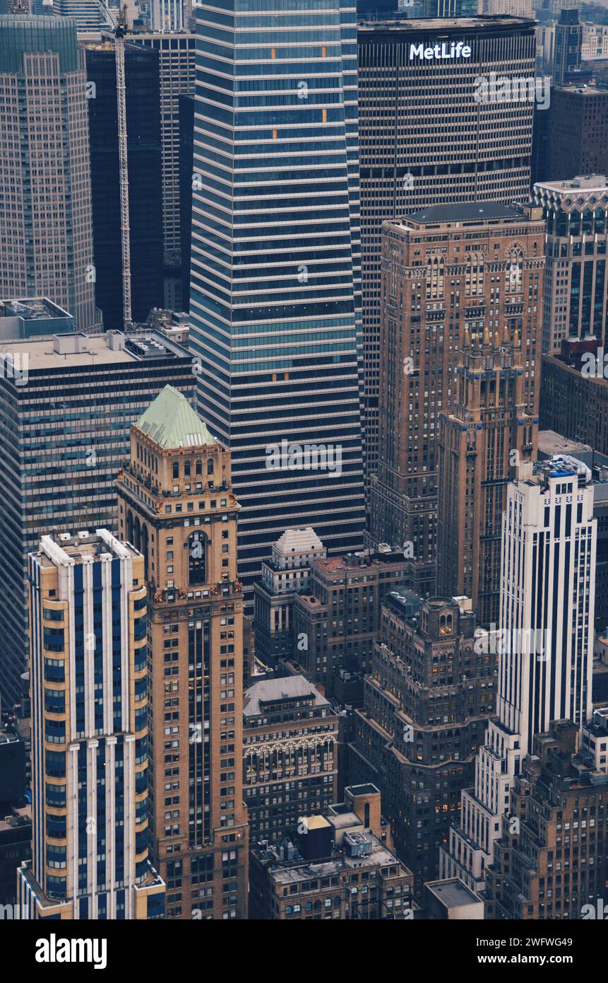 Panoramablick auf Downtown Manhattan in New York am 17. Februar 2020 Stockfoto
