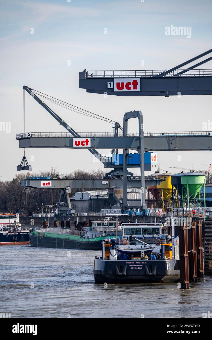uct Umschlag Containerterminal, Hafen in Dormagen, am Rhein, NRW, Deutschland, Stockfoto