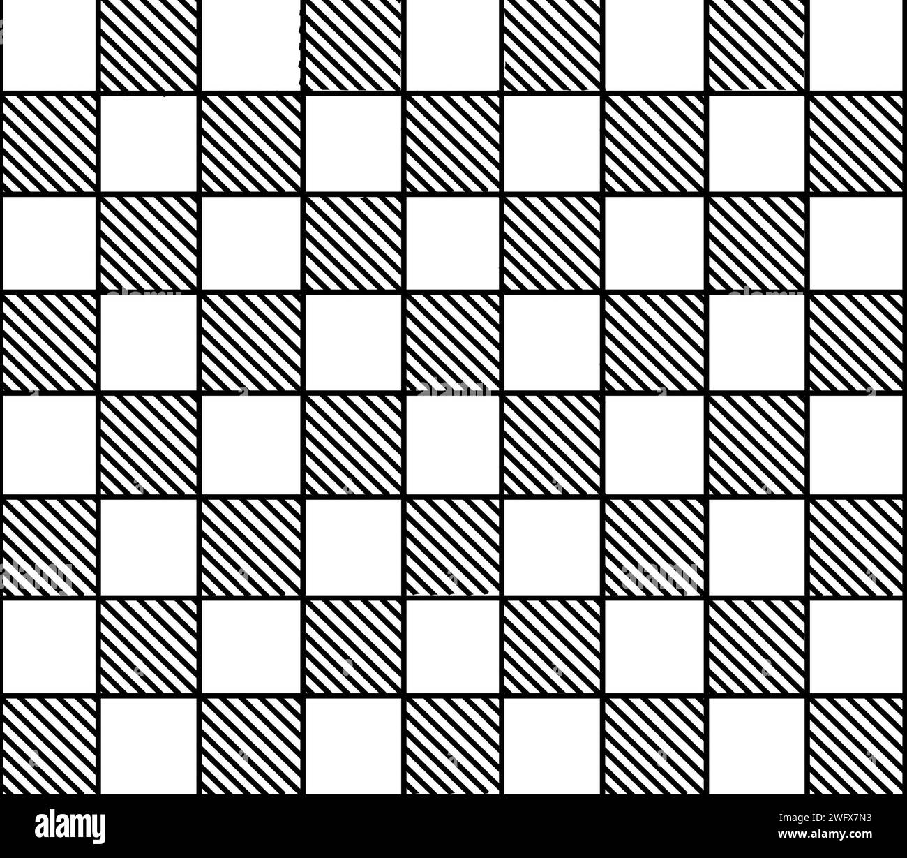 Einfarbiges Minimalismus-Muster. Trendiges Muster. Streifen, Quadrate. Schwarz-weiß Stockfoto