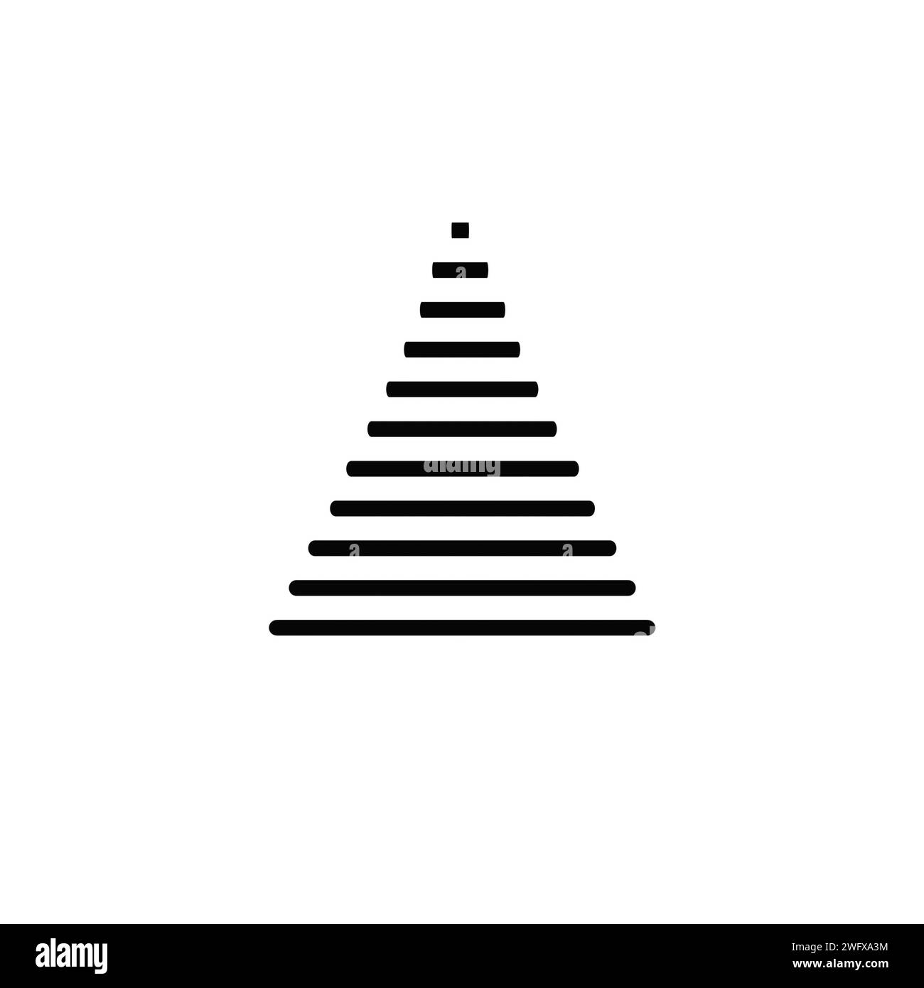 Pyramidenpiktogramm. Grafische Abbildung isoliert auf weiß Stockfoto