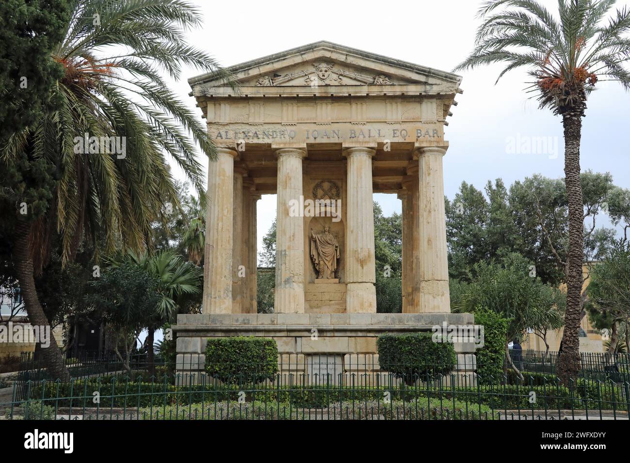 Denkmal für Sir Alexander Ball in Valletta Stockfoto