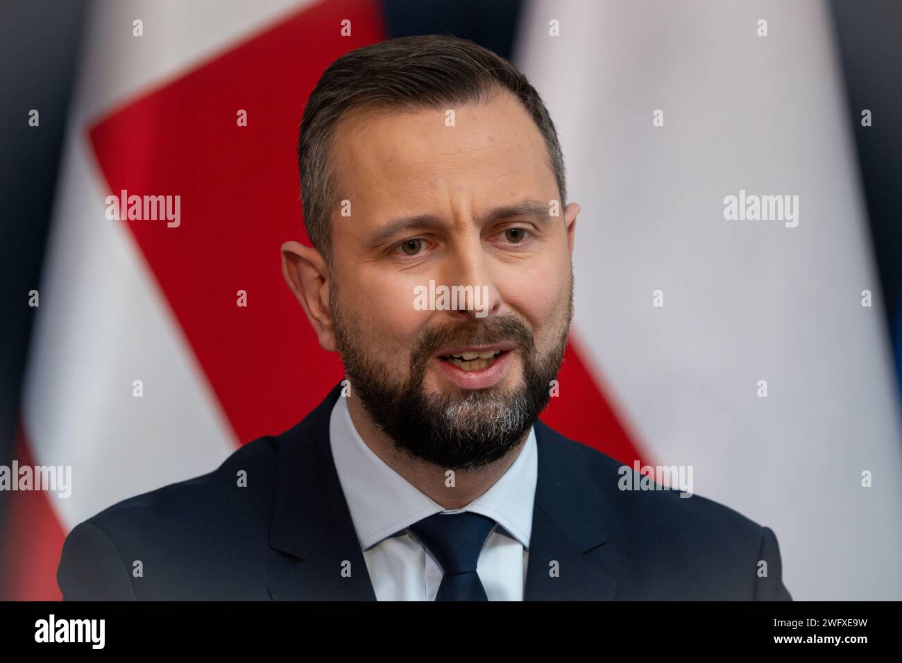 Die stellvertretenden Premierminister Troels Lund Poulsen und Wladislaw Kosiniak-Kamysz treffen sich am 1. Februar im Kanzleramt des Premierministers in Warschau, Polen Stockfoto