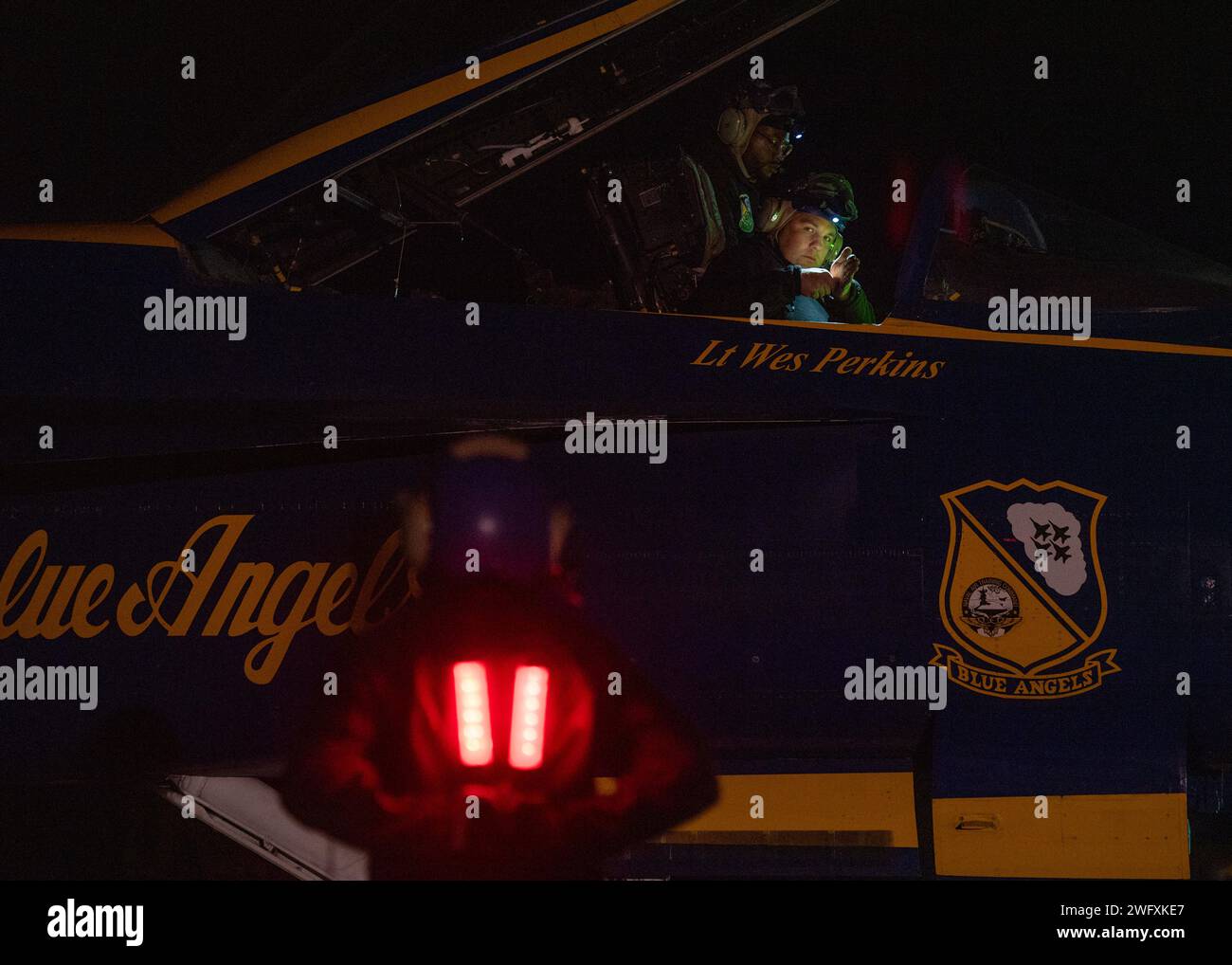 Die Blue Angels führen derzeit Wintertrainings in der Naval Air Facility (NAF) El Centro, Kalifornien, durch, um die kommende Flugschau-Saison 2024 vorzubereiten. Stockfoto