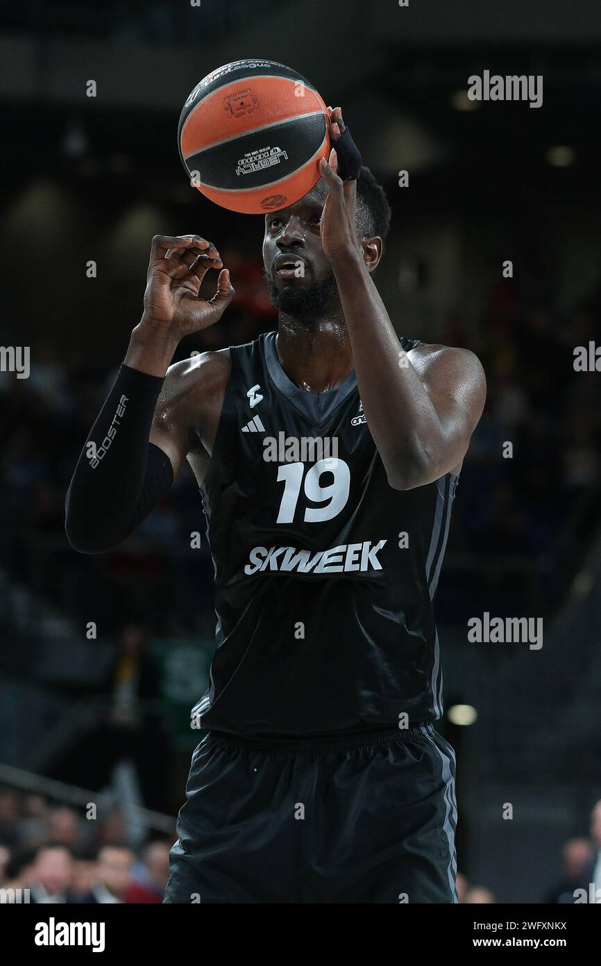 Fall Youssoupha von LDLC Asvel Villeurbanne während des Turkish Airlines EuroLeague Spiels zwischen Real Madrid und LDLC Asvel am Februar in Wizink Stockfoto