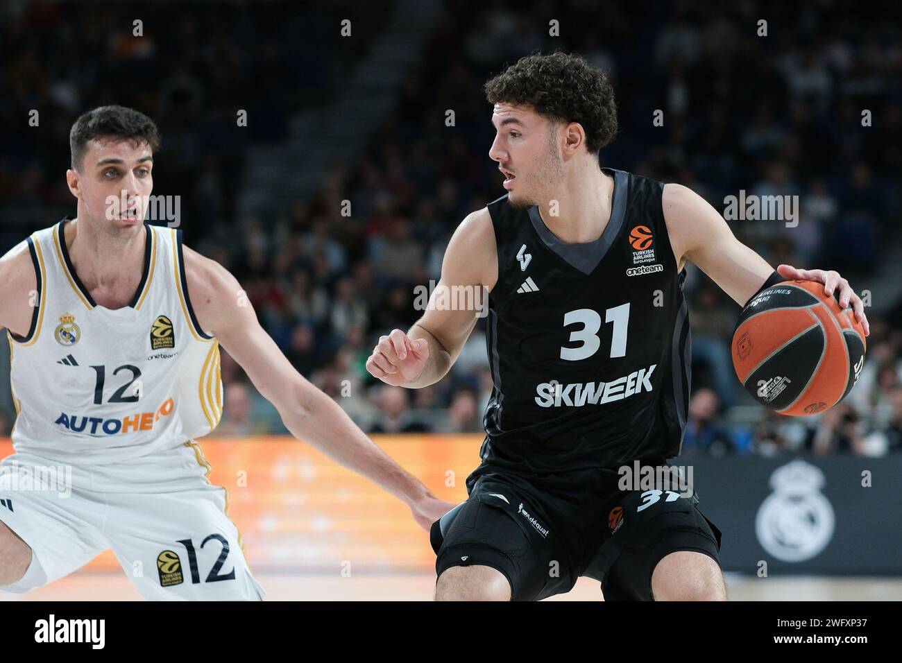 Yaacov Noah von LDLC Asvel Villeurbanne während des EuroLeague-Spiels der Turkish Airlines zwischen Real Madrid und LDLC Asvel am 1. Februar in Wizink, Stockfoto