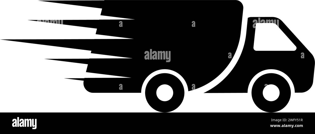 Schneller Versand Lieferung LKW flache Vektor-Symbol Stock Vektor