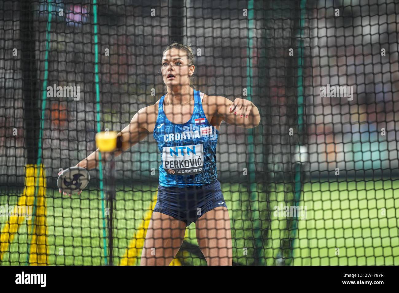 Sandra PERKOVIĆ nahm am Discus Throw bei den Leichtathletik-Weltmeisterschaften 2023 in Budapest Teil. Stockfoto