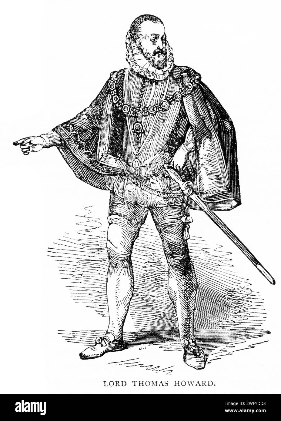 Porträt von Thomas Howard, 4. Duke of Norfolk (1536–1572) englischer Adliger und Politiker. Er war ein zweiter Cousin von Königin Elisabeth I. und bekleidete viele hohe Ämter während des frühen Teils ihrer Herrschaft. Veröffentlicht um 1900 Stockfoto
